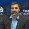 Jean-François Gosselin lors d'un point de presse à l'hôtel de ville de Québec.