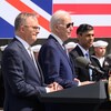 De gauche à droite, le premier ministre australien Anthony Albanese, le président américain Joe Biden et le premier ministre britannique Rishi Sunak.