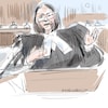 Un croquis de la juge Maria Carroccia et de la procureure Meaghan Cunningham.