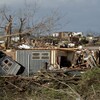 Des habitations de fortune détruites après une tempête à Little Rock, en Arkansas.