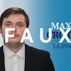 Une fausse pancarte politique avec une photo de Maxym Croteau et le texte "Maxym Croteau - La Pinière". 