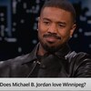 Le regard de l’acteur américain Michael B. Jordan quand on lui a demandé s’il aimait Winnipeg.