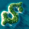 Une île en forme de symbole du dollar