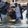 Des migrants dans le Rio Grande.