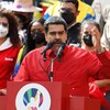 Le président du Venezuela, Nicolas Madura, lors d'un rassemblement à l'extérieur. 
