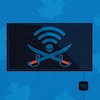 Illustration montrant un téléviseur affichant deux épées qui croisent le fer, une tête de mort et un symbole wifi au-dessus, le tout relié à un boitier multimédia. 