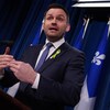 Paul St-Pierre Plamondon en point de presse à l'Assemblée nationale.