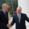 Le président russe Vladimir Poutine et son homologue turc Recep Tayyip Erdogan.