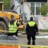 Un périmètre policier mis en place autour d'un chantier.