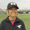 Tatrina Medvescek sur le terrain du Stade McMahon, à Calgary, en mai 2023.