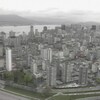 Vue aérienne du centre-ville de Vancouver en 1986.