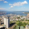 Vue aérienne de la ville de Québec et du fleuve Saint-Laurent