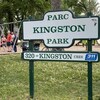 Un panneau montre un parc dans la ville de Winnipeg, au Manitoba.