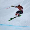 L'athlète de ski cross canadien Brady Leman en pleine course.