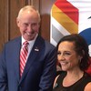 Ron et Cari MacLean ont rencontré les médias avant le début de la cérémonie d'intronisation de nouveaux membre au Hall d'honneur des Jeux du Canada. 