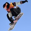 Maxence Parrot lors d'un saut en slopestyle