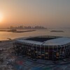 Photographie aérienne d'un stade en construction pour le Mondial de soccer