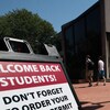 Une pancarte salue le retour des étudiants à l'Université de Caroline du Sud. 