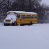 Des autobus scolaire ensevelis de neige.