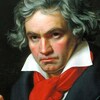 Le compositeur Ludwig van Beethoven en train d'écrire une partition de musique.