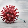 Image concept montrant un homme traînant le virus de la COVID-19.