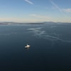 Un bateau de plongée, dans une vue aérienne