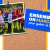 Affiche où il est écrit: « ensemble on marche pour guérir de DT1 ».