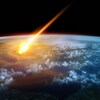 Une météorite entre en collision avec la Terre, provoquant un faisceau de feu.