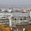 Les installations du port de Québec photographiées en automne, depuis la Haute-Ville.