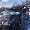 La voiture impliquée dans l'accident.