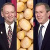 Montage photo de Jean Chrétien, George W. Bush et de patates.