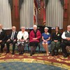 Les six récipiendaires de l'Ordre de la Pléiade. De gauche à droite : François Boileau, Martin Lalonde, Réjeanne Bélisle-Massie, la lieutenante-gouverneure de l'Ontario l'honorable Elizabeth Dowdeswell, Anne Tennier, Audrey Debruyne et François Bazinet. 