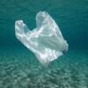 Un sac de plastique qui flotte dans l'océan.