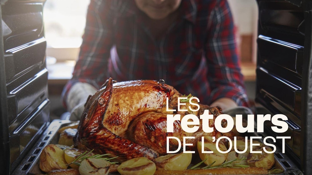 Une personne sort une dinde du four.