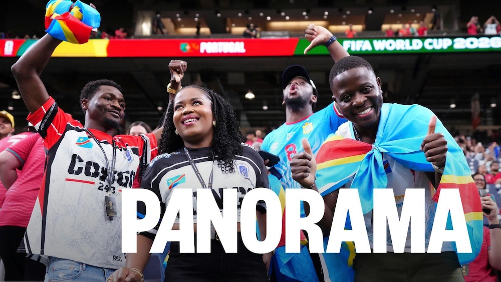 Des supporters congolais encouragent leur équipe avant le match de football du groupe K de la Coupe du monde entre le Portugal et le Congo à Houston, le mercredi 17 juin 2026.
