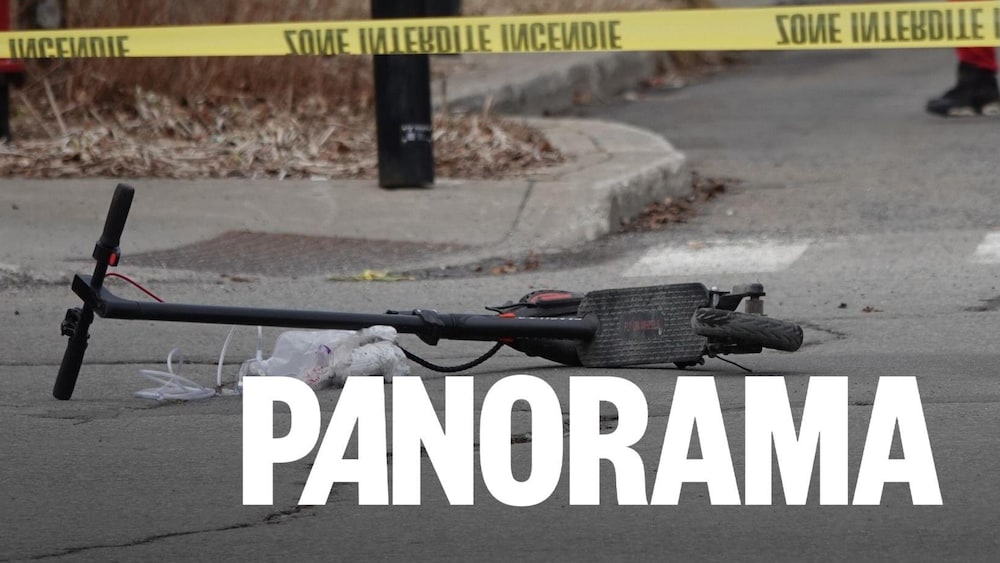 Le lieu d'un accident de trottinettes.
