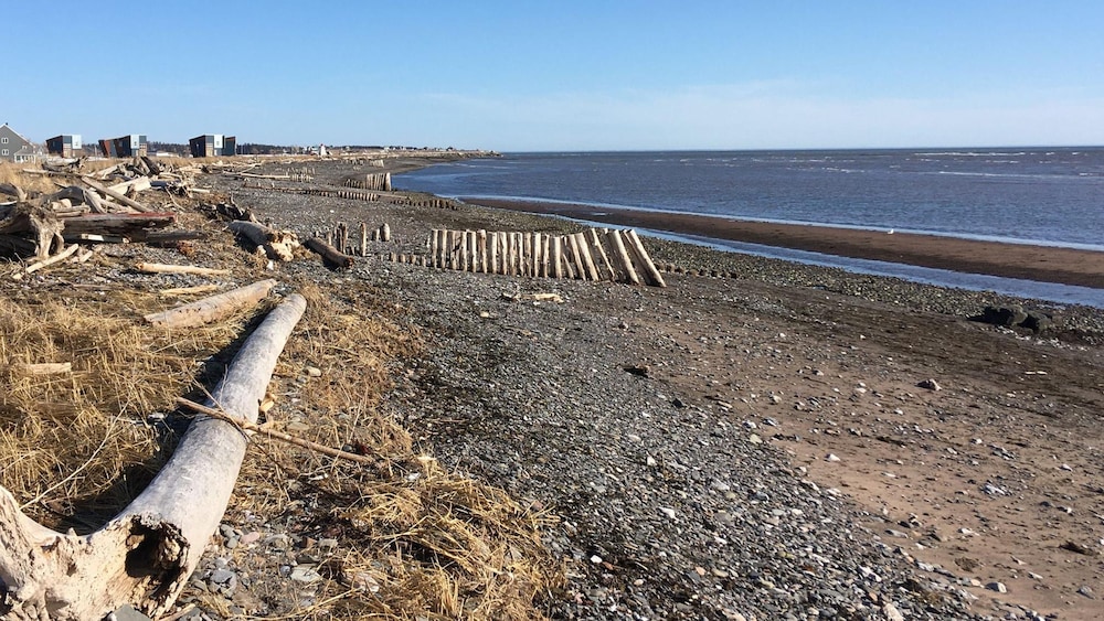 des maison situées en bordure de la mer.