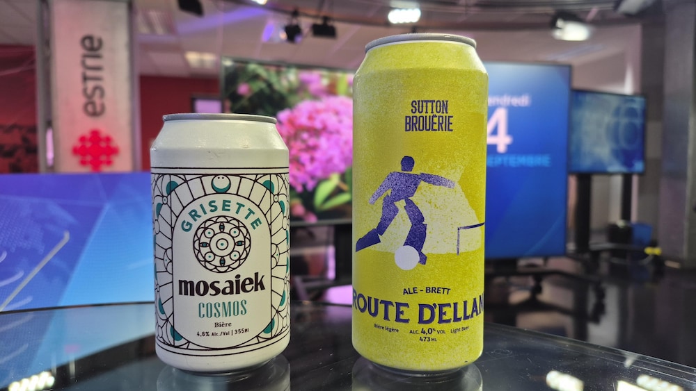 Les deux bières sur le plateau d'ICI Estrie.