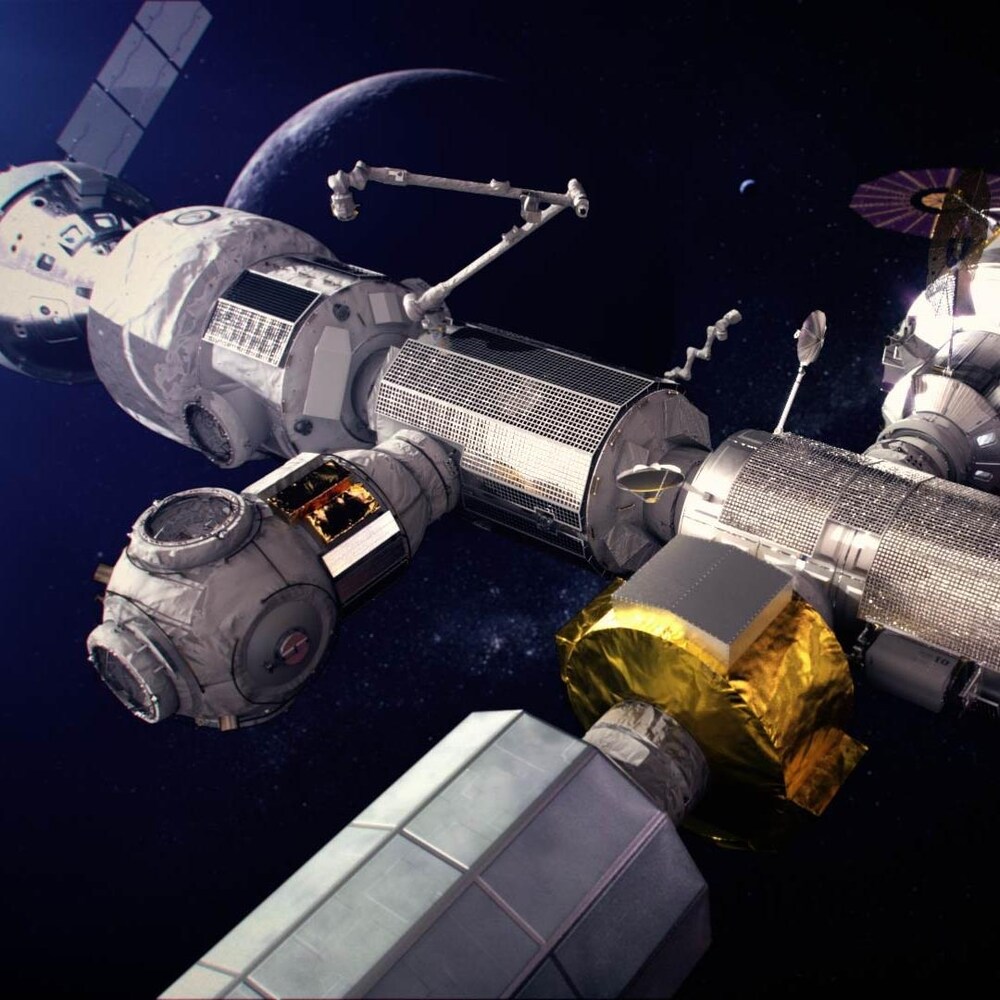 Impression artistique du Canadarm3 qui se trouvera à la station Gateway.