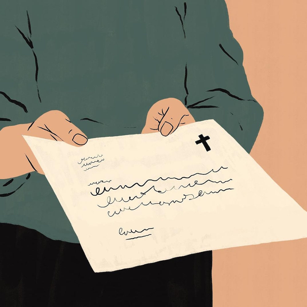 Illustration montrant une recommandation écrite portant une croix.