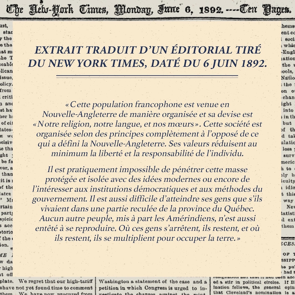 Extrait traduit d'un éditorial tiré du New York Times, daté du 6 juin 1892.
