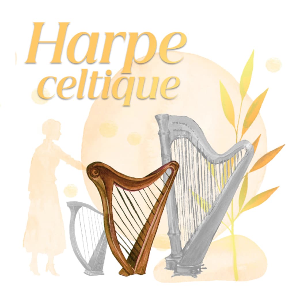 Une harpe celtique dans un style dessiné à la main.