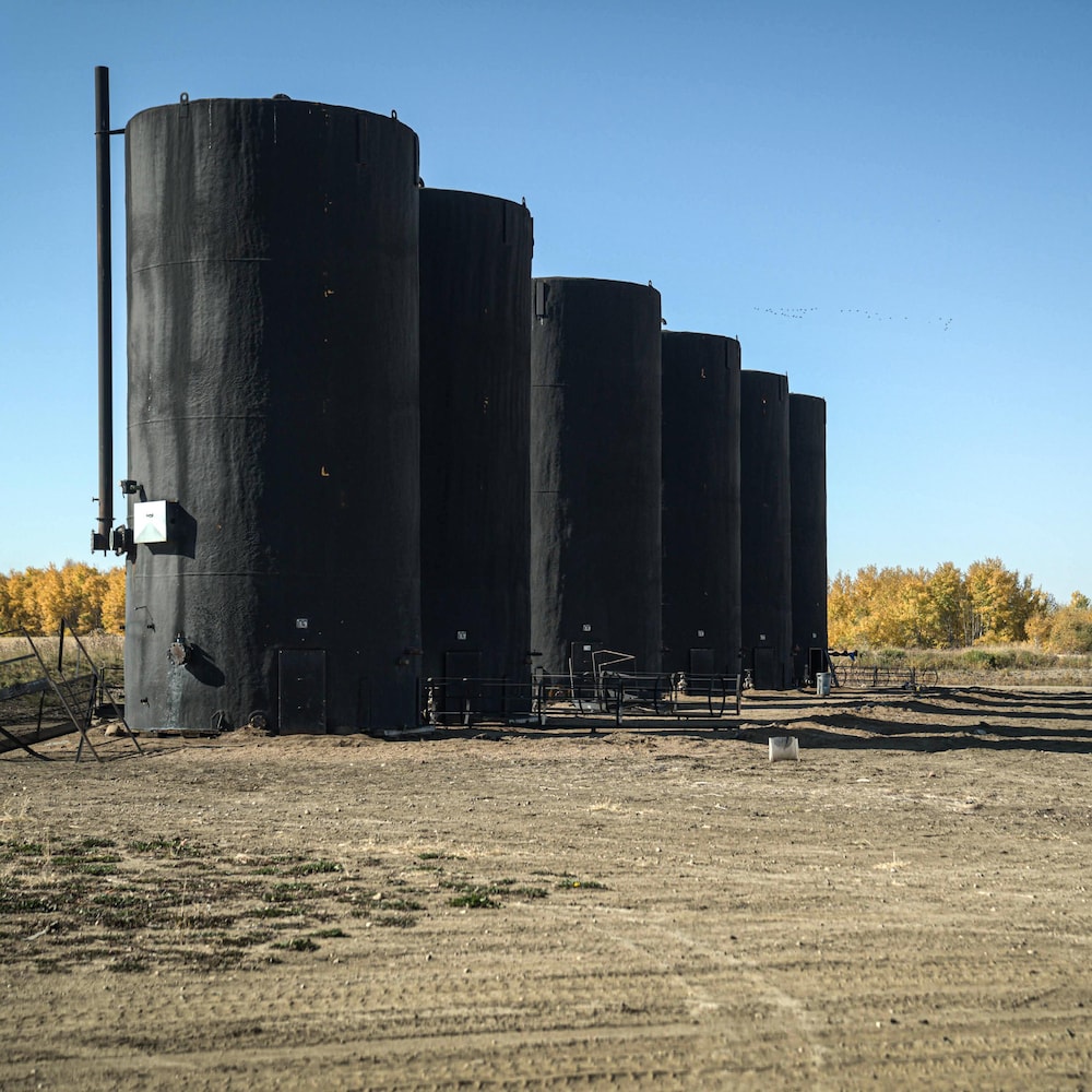 Six abandoned oil wells in the Alberta desert near Frog Lake in October 2022.      