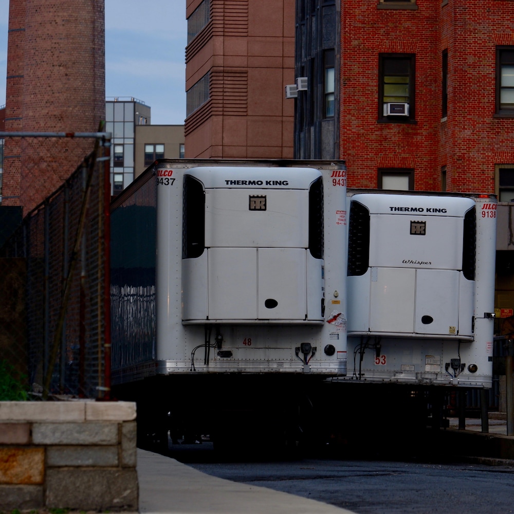 Refrigerator trucks have been installed near several New York hospitals.