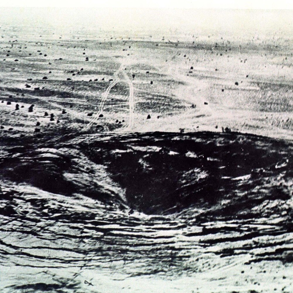 Le cratère créé par le premier essai nucléaire souterrain indien.