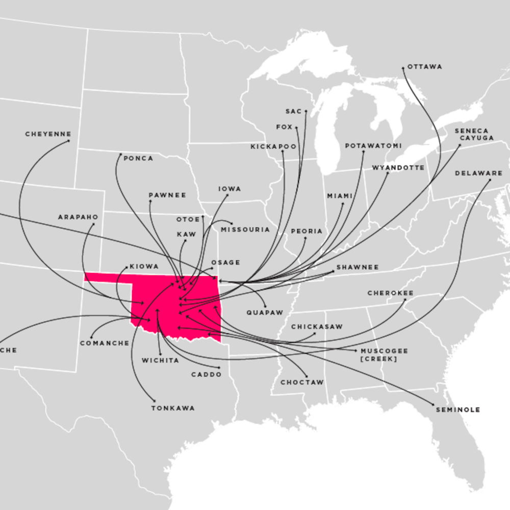 Une carte des États-Unis mettant en évidence l'Oklahoma.
