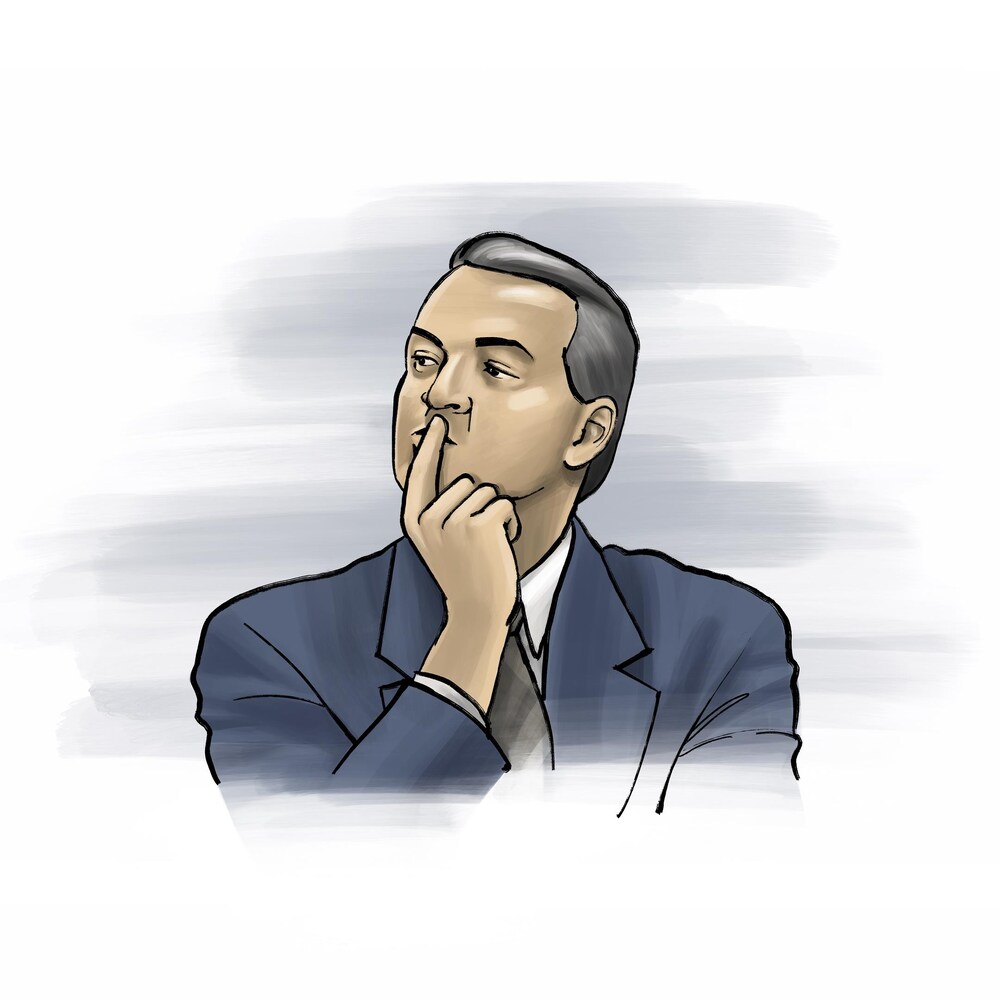 Dessin de Mario Tremblay songeur