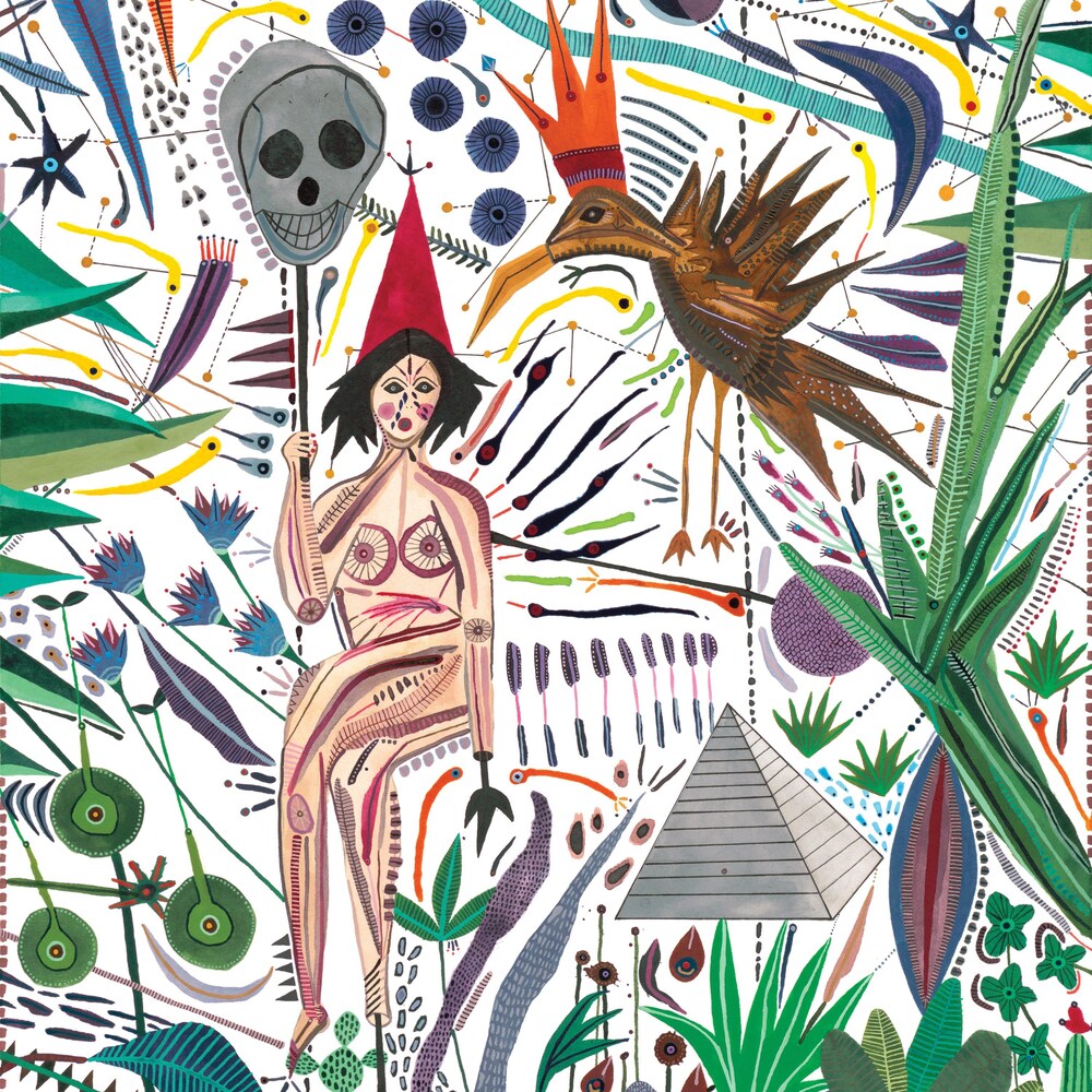 On retrouve plusieurs éléments graphiques sur la pochette de l'album, dont une pyramide, une femme nue, un crane humain et un oiseau. 
