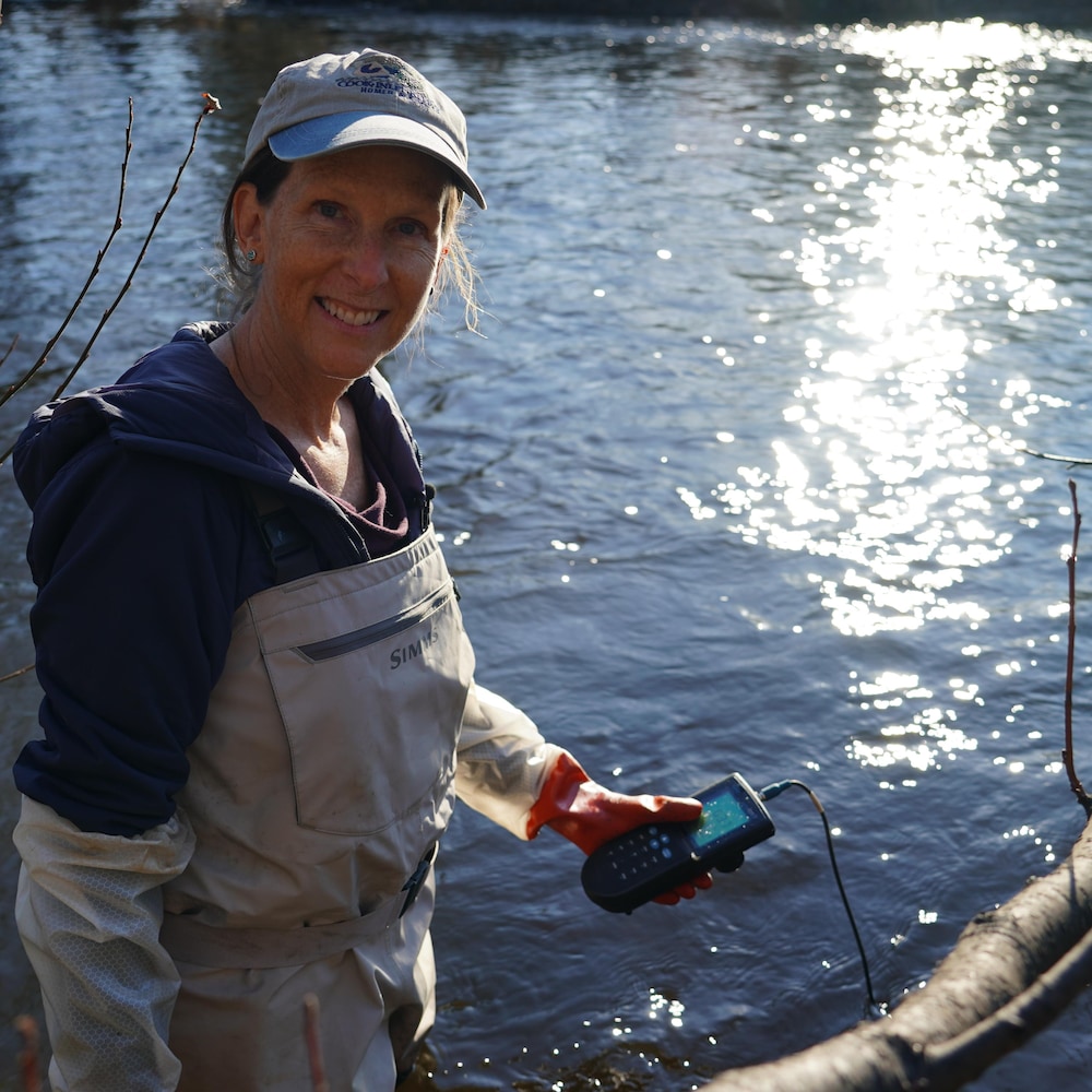 Sue Mauger surveille de près la température des cours d'eau où se reproduisent les saumons. 