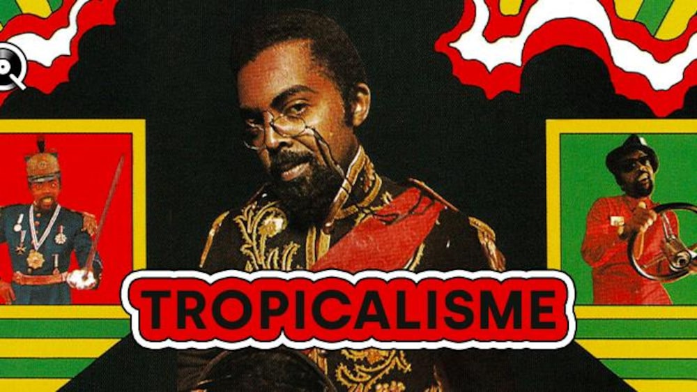 Une image colorée avec des portraits des chanteurs du mouvement tropicalisme